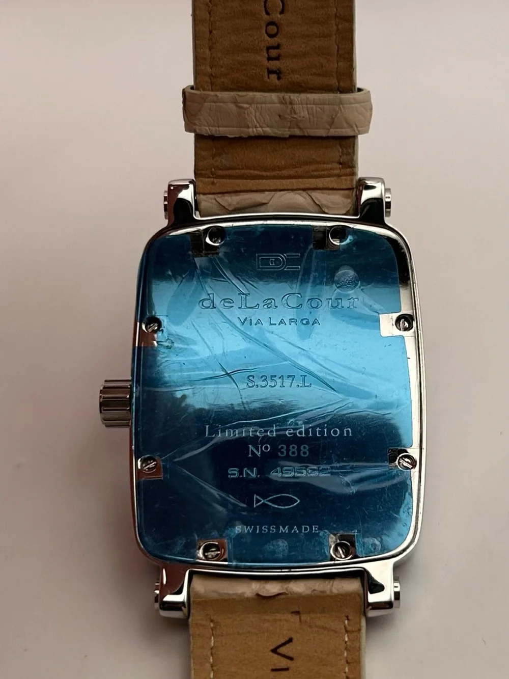 DeLacour Via Larga Men’s Limited Edition White Dial And Strap Quartz 36mm Watch